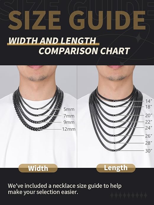 FindChic Men Curb Chain Necklace 18K Gold Plated/Stainless Steel/Black Chunky Double Tight Cuban Link Hip Hop Neck Chains for Men Boys 3.5MM/5MM/6MM/7MM/9MM/12MM 14''-30'' 8 Length Options (Send Gift Box)