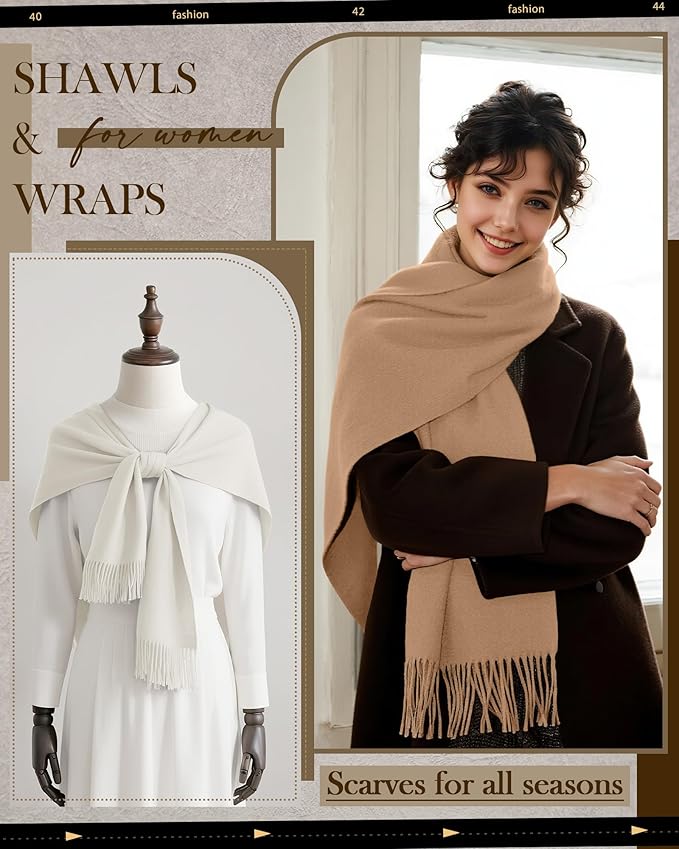 Oakgarden 3 Pack Winter Scarf for Women Pashmina Scarves Shawl Wraps Bridesmaid Gifts for Evening Dresses