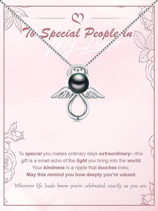 KANNSOAR Tahitian Black Pearl Pendant Necklace AAAA 18K White Gold Plated 925 Sterling Silver Black Pearl Jewelry Gift for Women Mother Wife Her for Anniversary Christmas Birthday