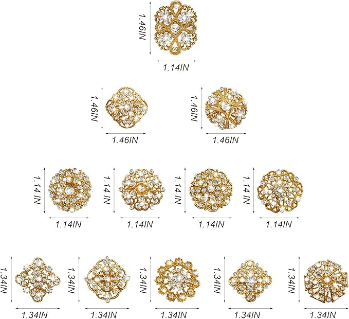 Yhsheen Rhinestone Brooches Crystal Brooch Pins, Pearl Crystal Wedding Bouquet kit Set