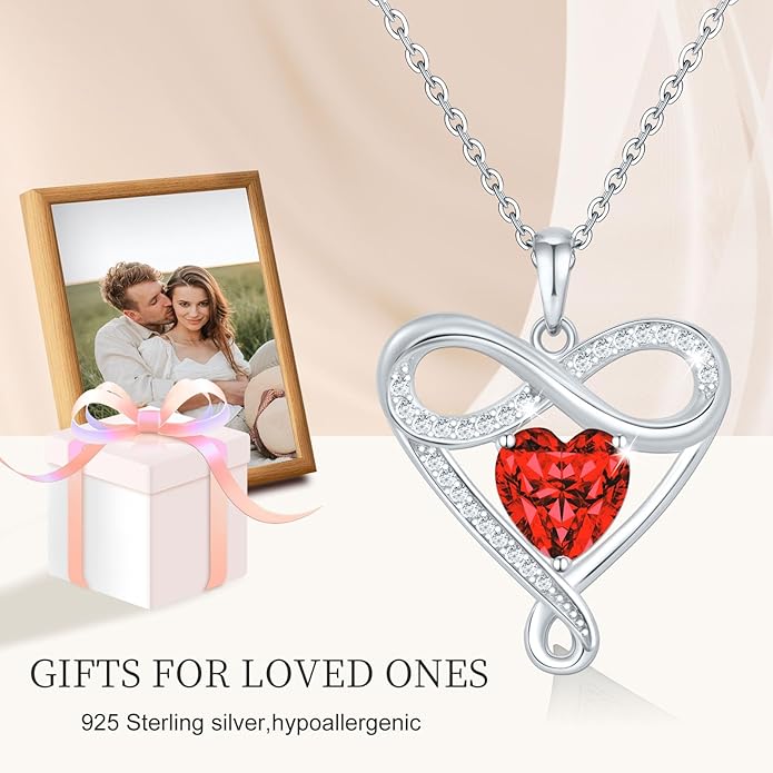 925 Sterling Silver Infinity Necklace - Exquisite Silver Jewelry for Women, Love Heart Necklace for Birthday, Anniversary, Valentine’s Day - Ideal Gift for Girlfriend, Wife, Mom, or Her