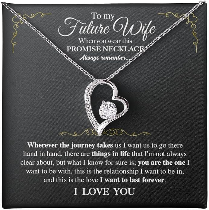 To My Future Wife Necklace - Promise Necklace For Her, Fiance Gifts For Her, Birthday Gifts For Future Wife With Message Card, To My Soulmate Necklace For Women Women Romantic Jewelry With Message Card, Gift Box