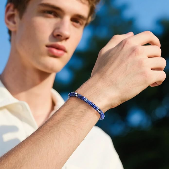 VIBILIA Healing Crystal Bracelets Beaded Bracelets for Men Women Natural Stone Adjustable Bracelets Unique Gifts for Father Son Grandfather Brother Friend