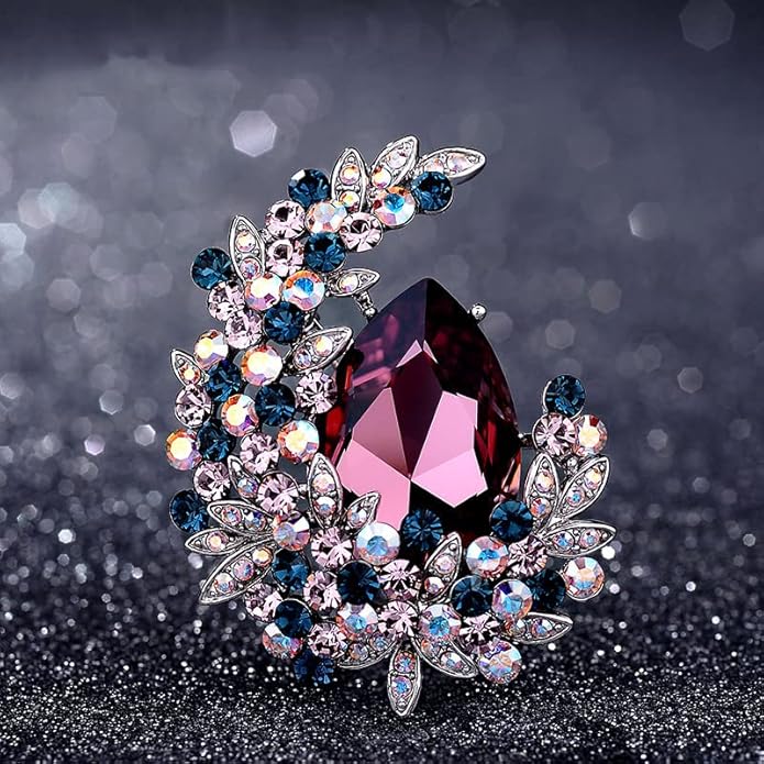 Soumimi Rhinestone Brooch Pin Crystal Brooches for Women Lapel Pin Dress Accessories Birthday Christmas Gift for Wife Mom