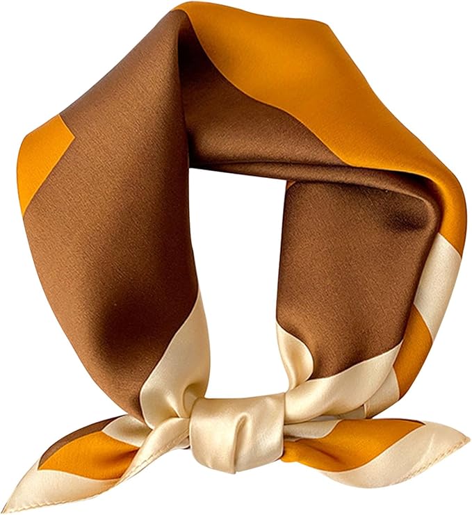 kcctoo 27.5" Mulberry Silk Feeling Head Scarf Women's Fashion Square Neck Satin Scarfs for Bag Hair Scarves Gift