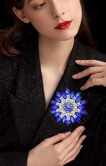 Rhinestone Flower Brooch for Women Sparkling Crystal Sunflower Brooch Pin Trendy Large Big Flower Brooch Elegant Clothing Hat Bag Accessories Christmas Birthday Party Wedding Costume Jewelry