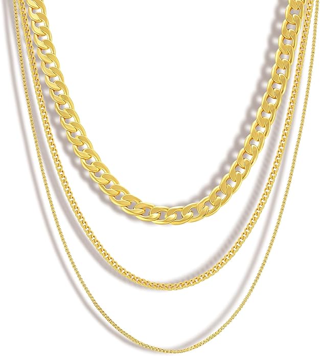 Freekiss Herringbone Necklace for Women,Dainty Gold Necklace,14k Gold Plated Snake,Gold Chain Choker Necklaces,Simple Gold Layered Necklaces,Gold Jewelry Gift for Women