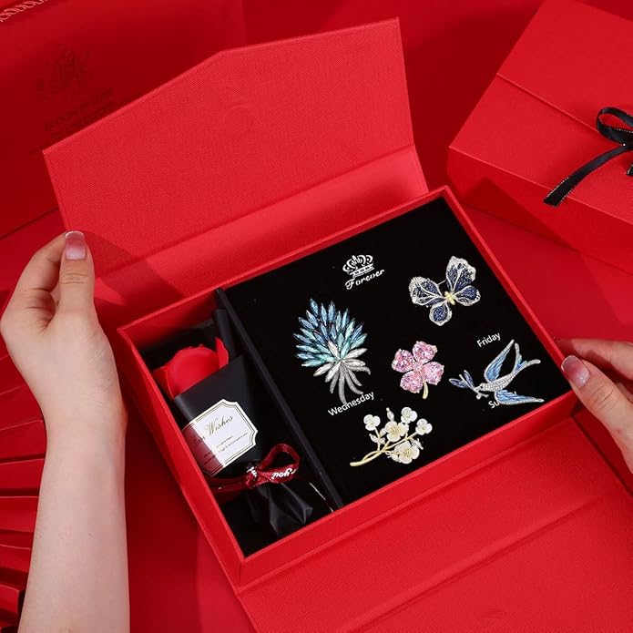 Brooch Set Gift Box for Women Rhinestone Zircon Animal Pin Christmas Birthday Holiday Gift for Wife Girlfriend Mother