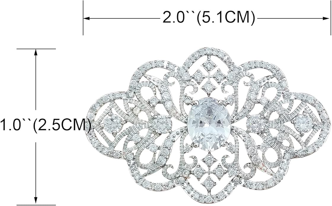 YOQUCOL Cubic Zirconia Crystal Rhinestone Wedding Brooch Pin for Women Brides Jewelry