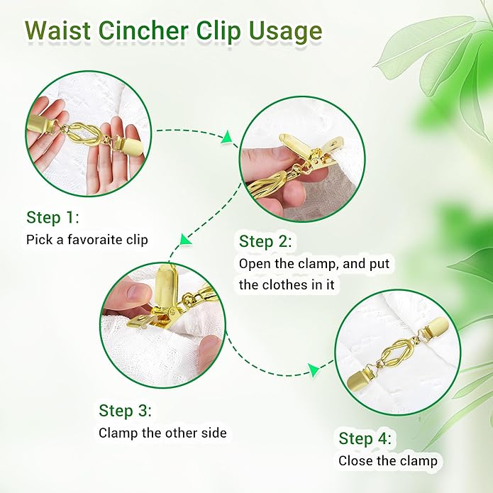 Dress Cinch Clips Sweater Clips, Vintage Waist Cincher Clip for Women, Decorative Clothing Brooch Clip for Sweaters, Dresses & Shirts