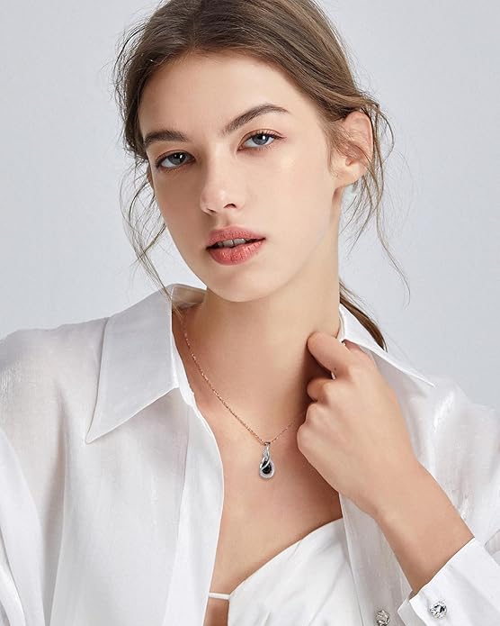 FANCIME TimelessTie Birthstone Necklace for Women White Gold Plated Sterling Silver Ribbon Design Jewelry Knot Pendant Fine Jewelry Gemstone Birthday Graduation Anniversary Christmas Gifts for Women Wife Mother Her