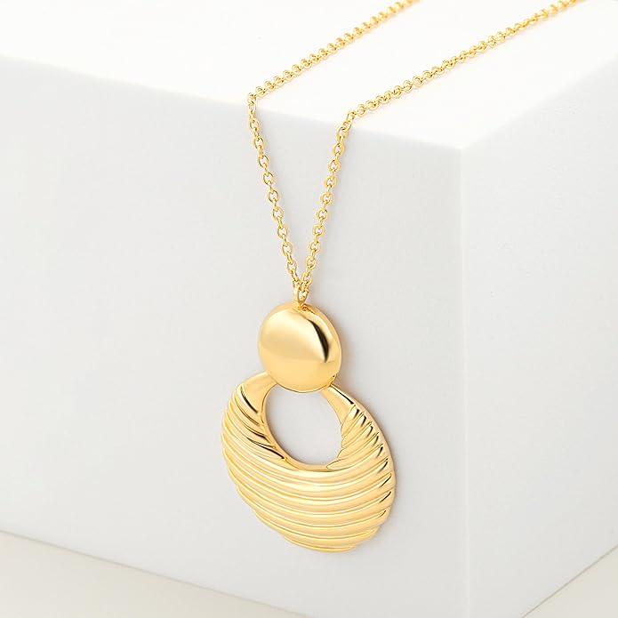 Long Pendant Necklace for Women Gold Plated Circle Long Chain Necklace Y Necklace Jewelry for Women