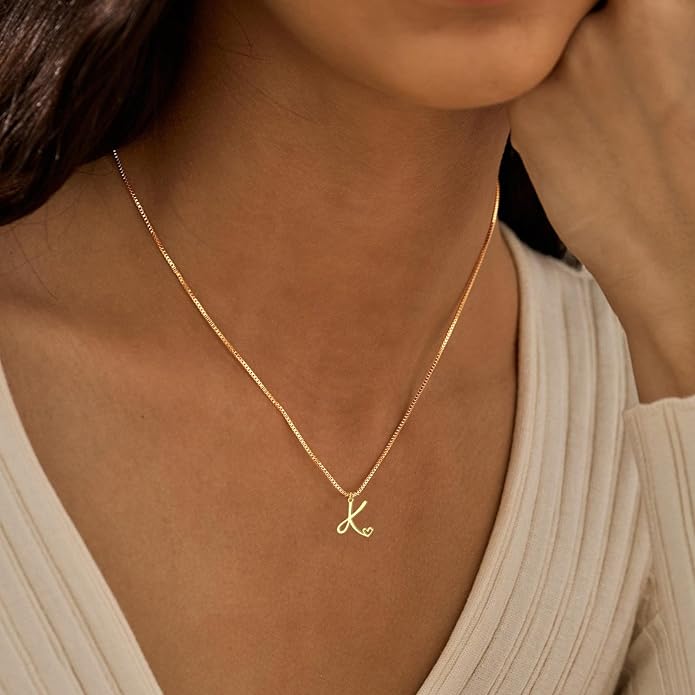 Initial Necklaces for Women Trendy, Dainty Silver Letter Necklace Cute Pendant Choker Name Necklace Personalized Costume Monogram Silver Jewelry Necklace for Women Valentines Gifts