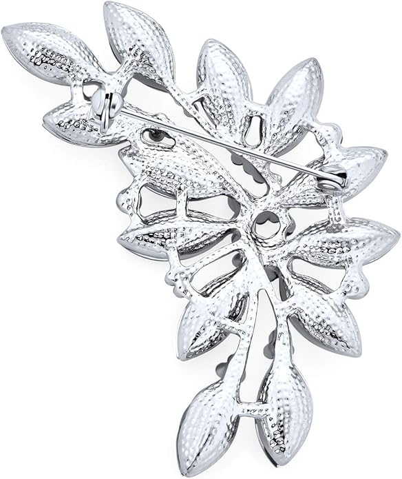 Elegant Dress Accessories Large Colorful Floral Bouquet Flower Red Roses Pave CZ Accent Flower Brooch Lapel Pin For Women Silver Plated Brass