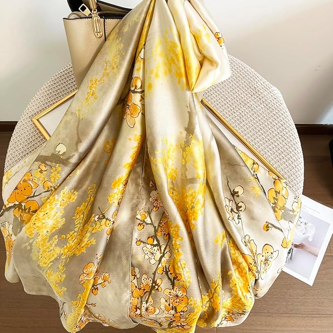 Long Silk Like Scarf Lightweight Satin Scarves Large Sunscreen Shawl Wrap for Women