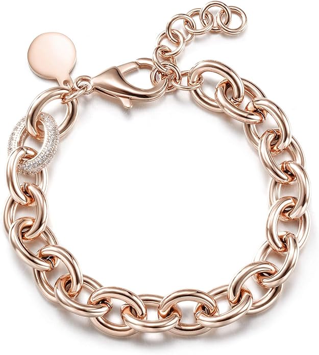 CIUNOFOR Multiple Selection Link Bracelet Designer Brand Inspired Antique Women Jewelry Cable WireVintage Valentine's Day Wide Cuban Curb Link Bracelet Stainless Steel Adjustable Chain for Men and Unisex adults.