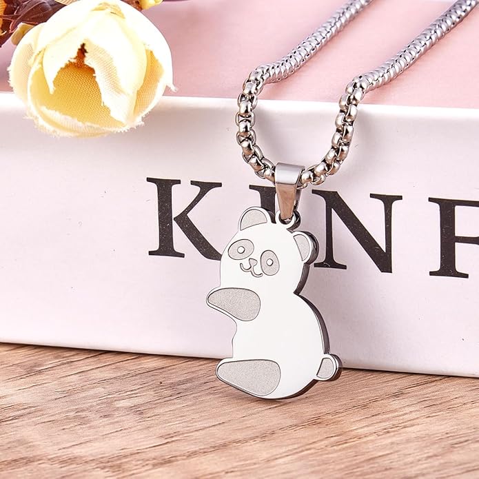 Colentine Panda Couples Necklace Cute Panda Hugging Puzzle Matching Necklaces Gift for Valentines Day