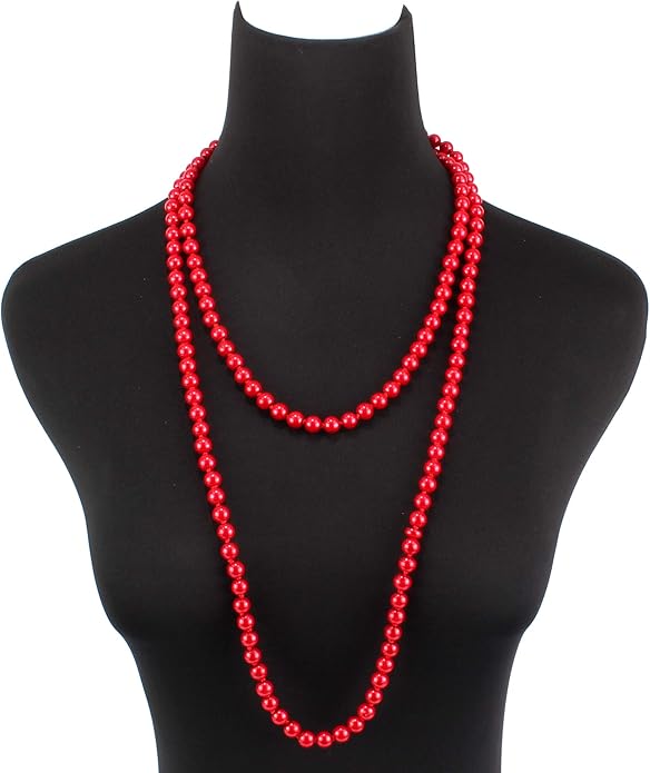 Fashion Faux Pearls Pendants 1920s Beads Cluster Long Pearl Necklace for Costume Party Jewelry 55"