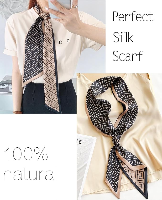 kcctoo 59" Mulberry Silk Like Head Scarf Women's Fashion Square Neck Satin Scarfs for Bag Hair Scarves Gift 59 * 5.9”