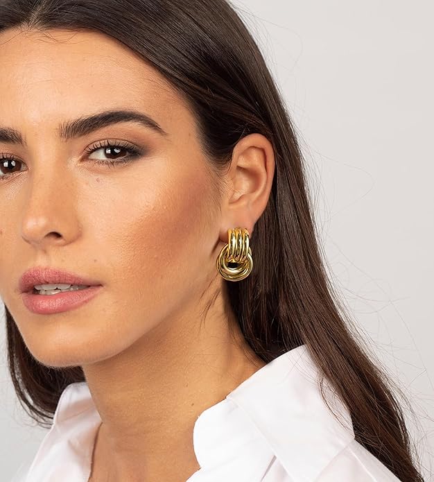 Geometric Earrings for Women, Chunky Dangle Earrings Trendy Vintage Statement Earrings Dupes Jewelry for Women