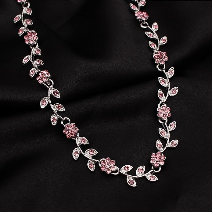 Austrian Crystal Rhinestone Choker Necklace Dangle Earring Link Bracelet Jewelry Set for Brides Bridesmaid Prom Costume Accessories for Women