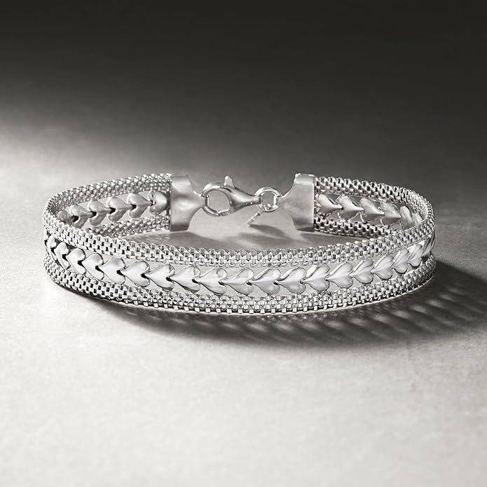 Ross-Simons Italian Silver Heart Motif Bracelet