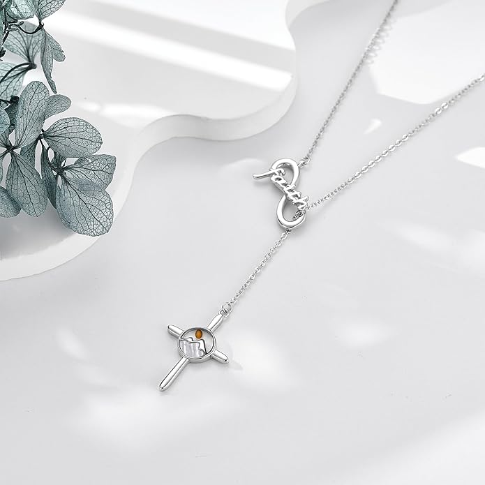 Cross Necklace Women Sterling Silver Mustard Seed/Crescent Moon/Dachshund/Stethoscope Gifts Cross Jewelry for Women