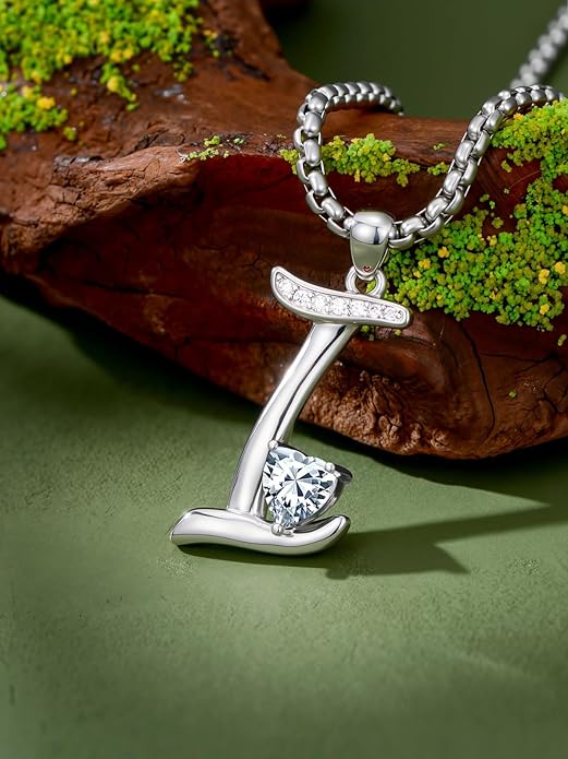 Christmas Gifts for Women Alphabet A to Z Initial Birthstone Pendant Necklaces for Women - 18k White Gold Plated Personalized Name Jewelry Valentine Mothers Day Birthday Gifts for Women Her Girlfriend