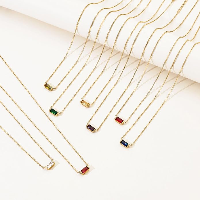 JSJOY Gold Birthstone Necklace for Women Dainty Birthstone Pendant Necklace for Teens Birthday Gifts Jewelry for Mothers Wife Grandma Graduation Gifts for Teenagers