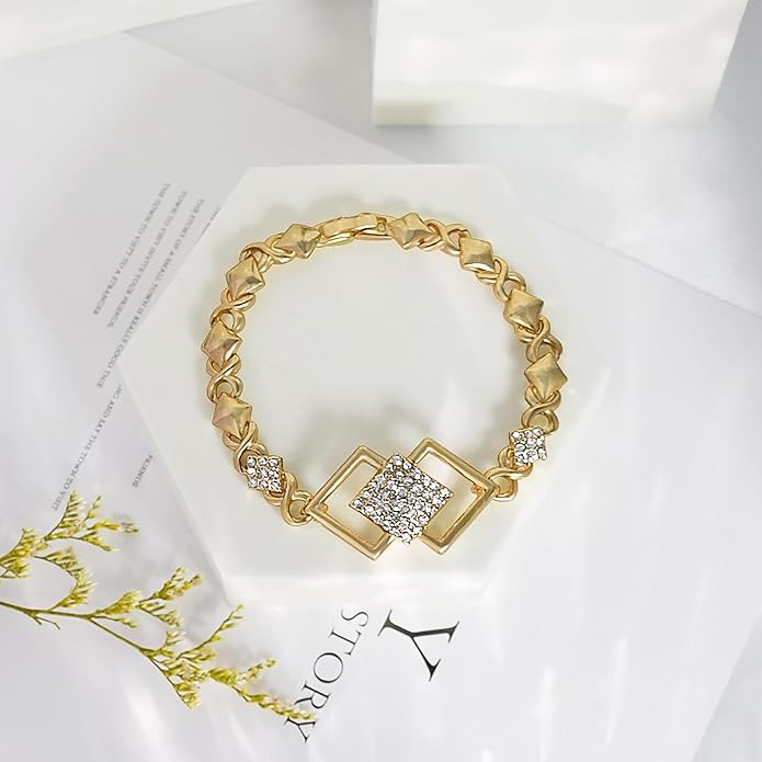 Gold Jewelry Sets for Women 18K Gold/Silver Filled Jewelry Necklace Set Wedding Bridal Fashion Jewelry Sets Women Accessories Bracelets Earrings and Rings Sweetheart Gifts