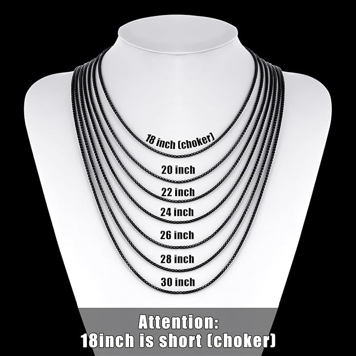 Fiusem Box Chain for Men, Silver Tone/14K Gold Plated/Black Stainless Steel Necklace for Men and Women, Width 2/2.5/3/4/5mm, Length 18-28 Inches