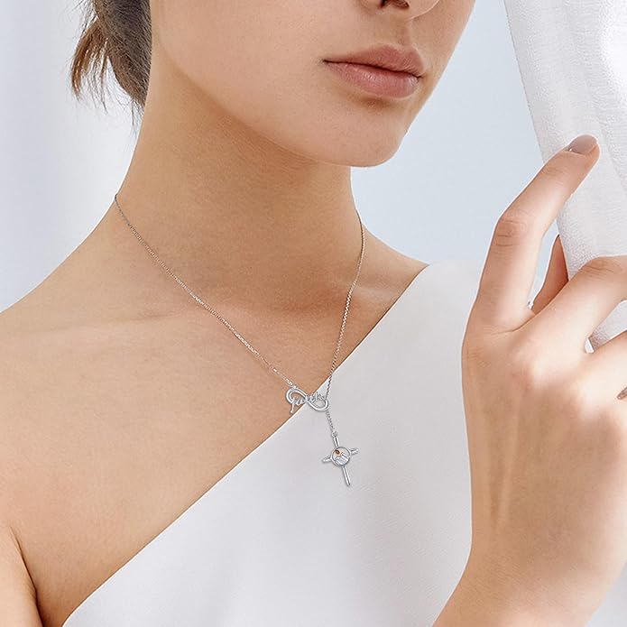 Cross Necklace Women Sterling Silver Mustard Seed/Crescent Moon/Dachshund/Stethoscope Gifts Cross Jewelry for Women