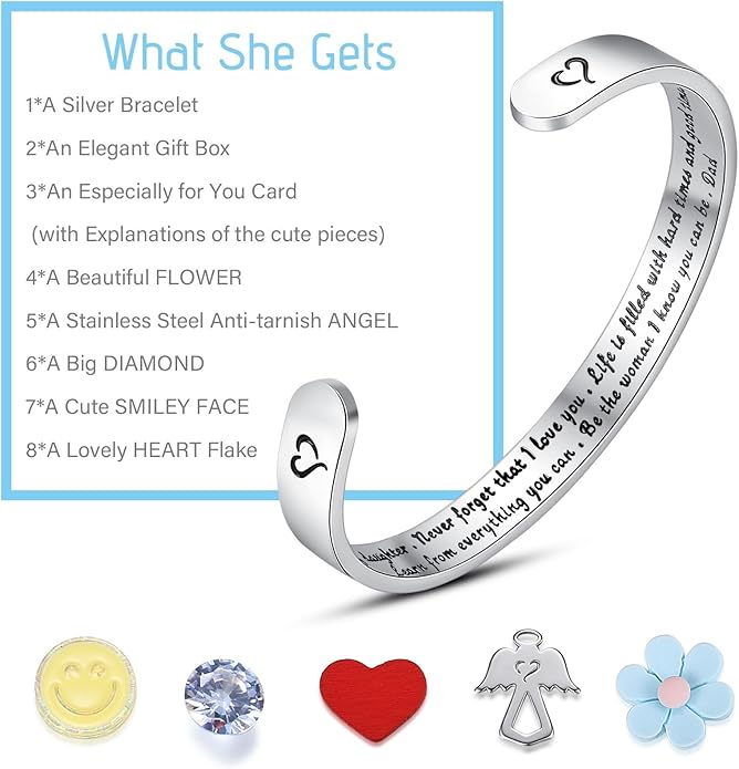 SAM & LORI Personal Bracelets for Teens/Women-Inspirational Jewelry Gifts (Various Designs) for Daughter/Sister/Mom/Friends-Adjustable Bracelet in a Pretty Gift Box