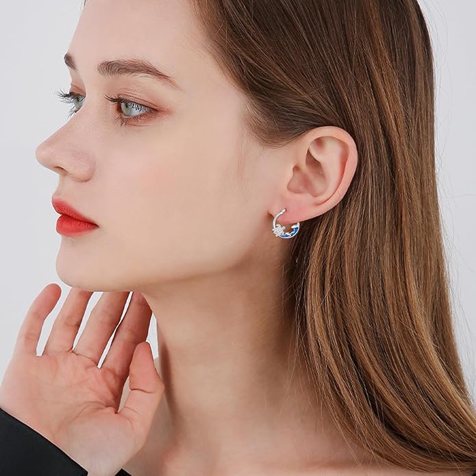 SeaTurtle dolphin Hummingbird Earrings for Women 925 Sterling Silver Sea Waves Earrings Ocean Huggie Hoop Sea Turtle dolphin Earrings Jewelry Gifts