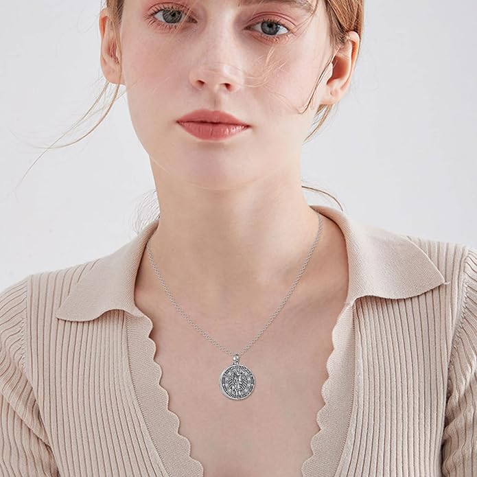 YFN Patron Saint Necklace Sterling Silver Amulet Medal Pendant Religious Protector Jewelry Gifts for Women Men