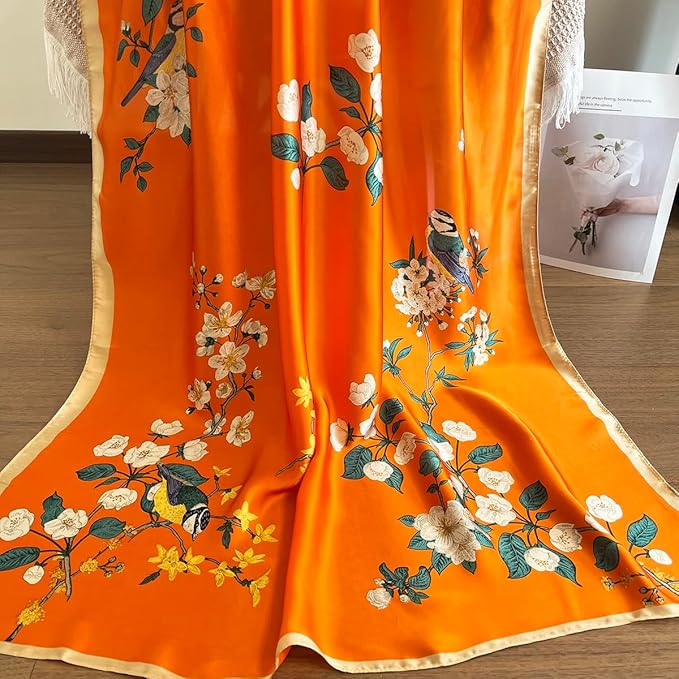 Long Silk Like Scarf Lightweight Satin Scarves Large Sunscreen Shawl Wrap for Women