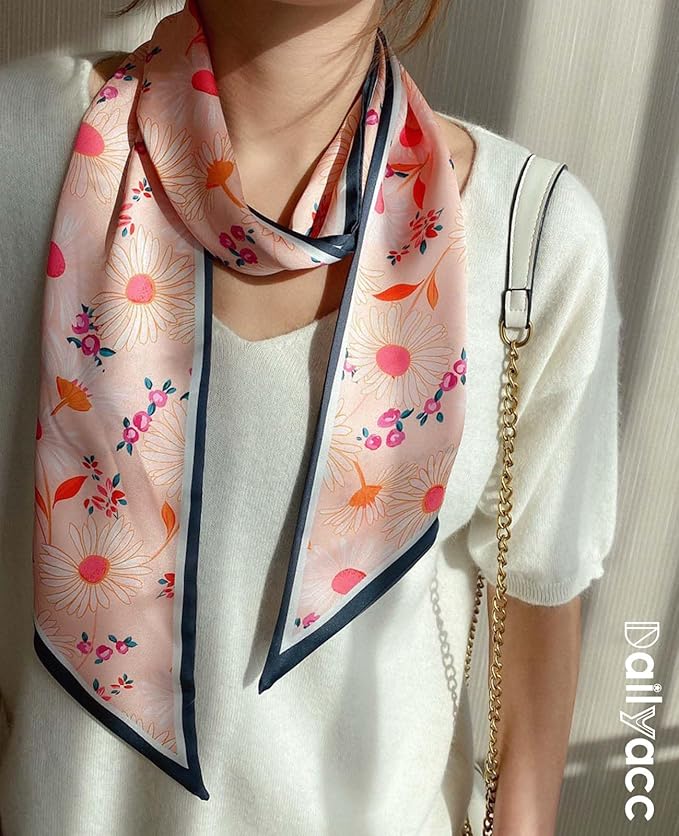 Dailyacc Hair Scarf for Women Fashion Silky Satin Headscarf Wrap Breathable Lightweight Neck Scarves For Handbag