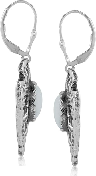 American West Jewelry Fritz Casuse Sterling Silver Arrowhead and Genuine Gemstone Lever Back Earrings