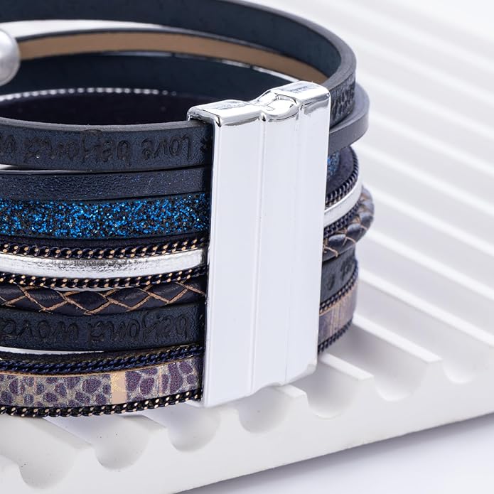 FANCY SHINY Tree of Life Leather Wrap Bracelet Inspirational Cuff Bangles Boho Pearl Bracelets with Magnetic Clasp Unique Jewelry Gifts for Women