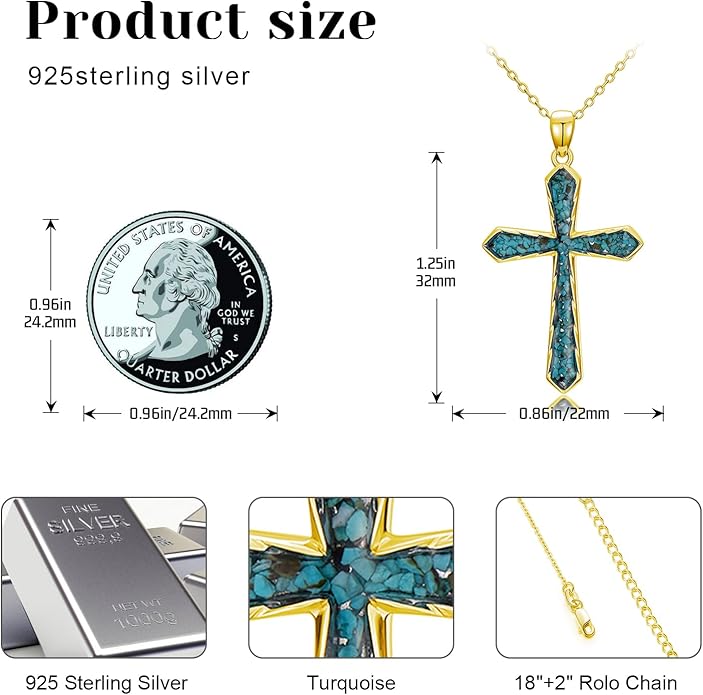 Cross Necklace for Women 925 Sterling Silver Cross Pendant Religious Christian Jewelry Faith Easter Gifts for Wife