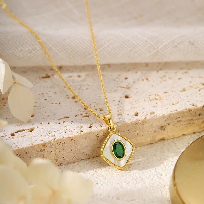 Lume Pick Mother of Pearl & Tiger Eye Copper Gold Plated Necklace,Birthday Gifts for Women, Fashion Jewelry, Minimalist Retro Bohemian Cute Styles