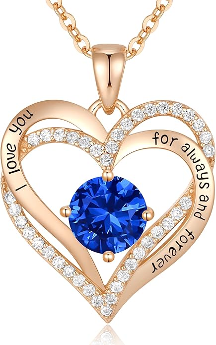 CDE Forever Love Heart Necklaces for Women, Wedding Anniversary, Birthday Mothers Day Gifts for Mom, Mother, Wife, Girlfriend, S925 Silver Jewelry with Birthstone Pendant