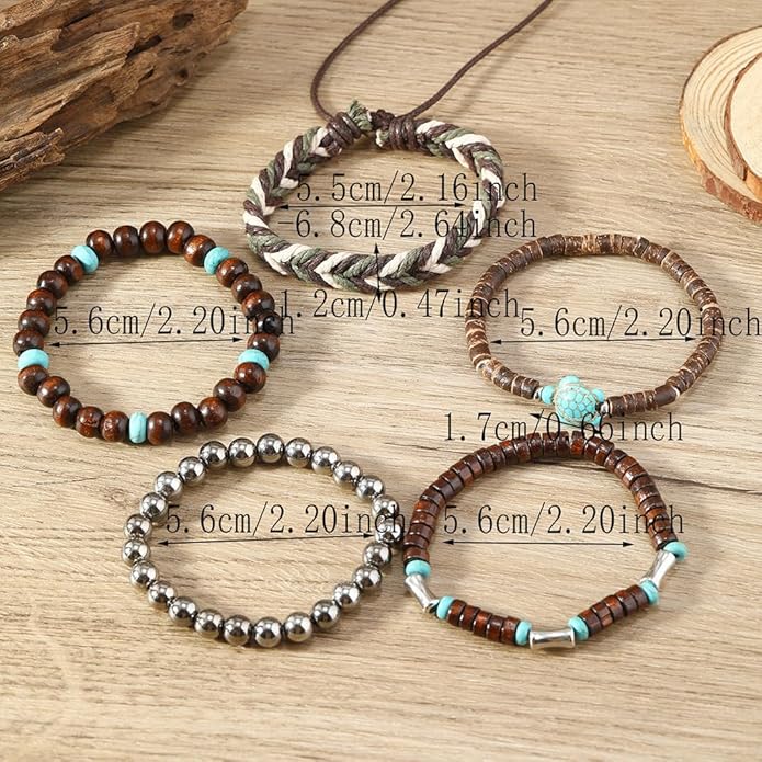 ONLYJUMP Bohemian Mix Bead Multi Layer Versatile Bracelets Set Boho Turquoise Stackable Beaded Strand Stretch Bangles Bracelets Statement Bangle Boho Jewelry Set