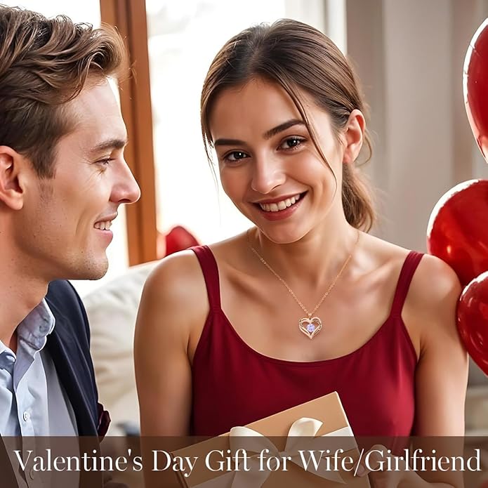 CDE Forever Love Heart Necklaces for Women, Mom, Girlfriend, Wedding Anniversary Birthday Mother Day Christmas Day Gift for Wife Girlfriend Jewelry with Birthstone Pendant