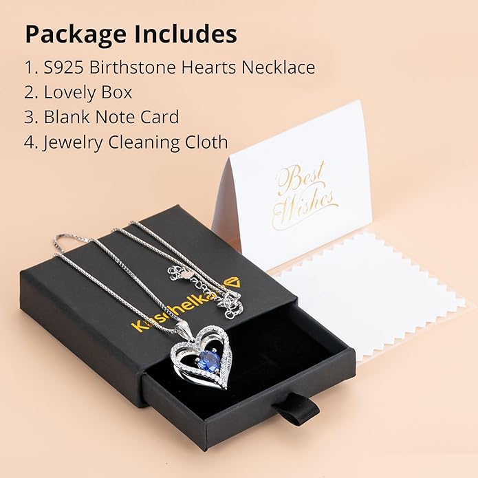 Kuschelkatze Entwined Souls Necklace - Sterling Silver Double Heart Pendant | Engraved 'I Love You Always and Forever' | Gift for Couples, Anniversary, Wedding