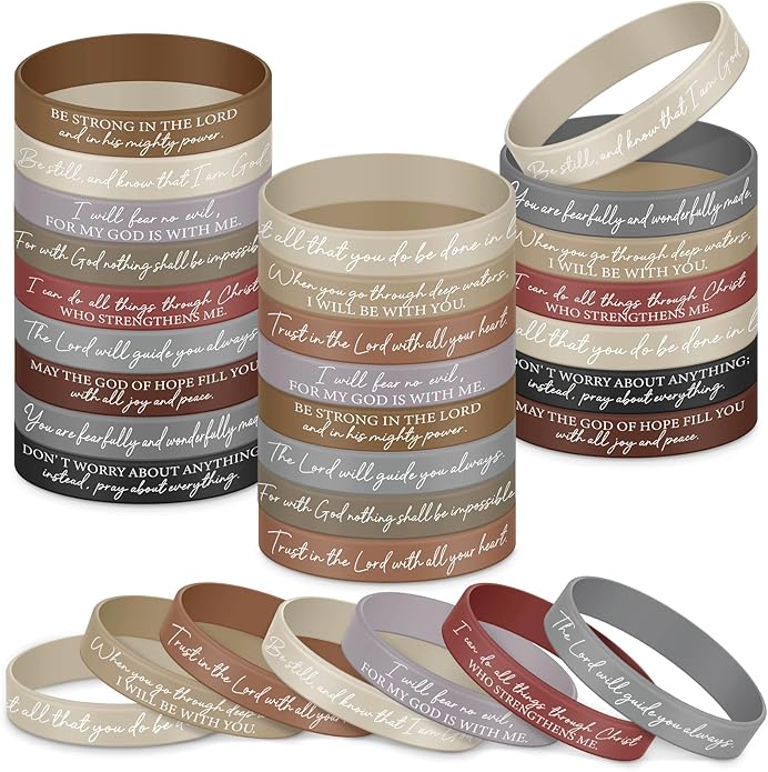 Ecation Bible Verses Bracelets Bulk Scripture Silicone Wristbands Inspirational Motivational Quote Rubber Wristbands Christian Bracelets for Easter Carnival Party Favors