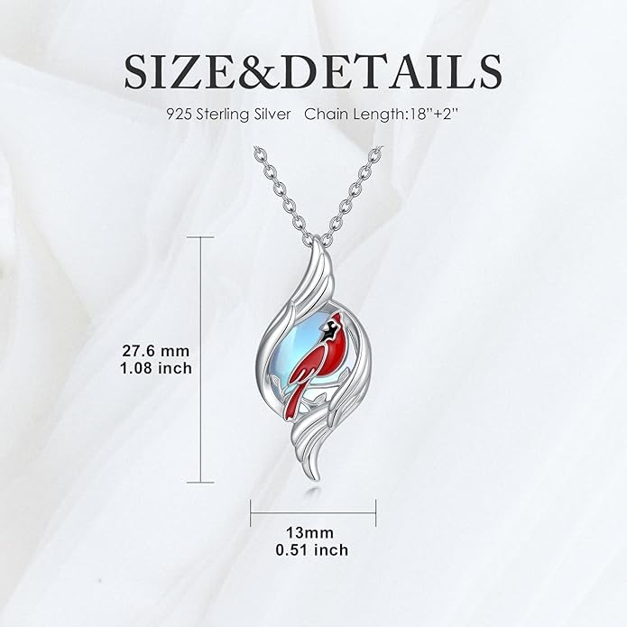 Dove/Hummingbird/Red Cardinal Necklace 925 Sterling Silver Turquoise/Opal/MoonStone/Malachite Bird Necklace Dove Pendant Jewelry for Women Men