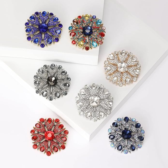 Vintage Rhinestone Flower Brooch for Women Dainty Crystal Flower Brooch Pin Stylish Crystal Brooch Elegant Clothing Hat Bag Accessories