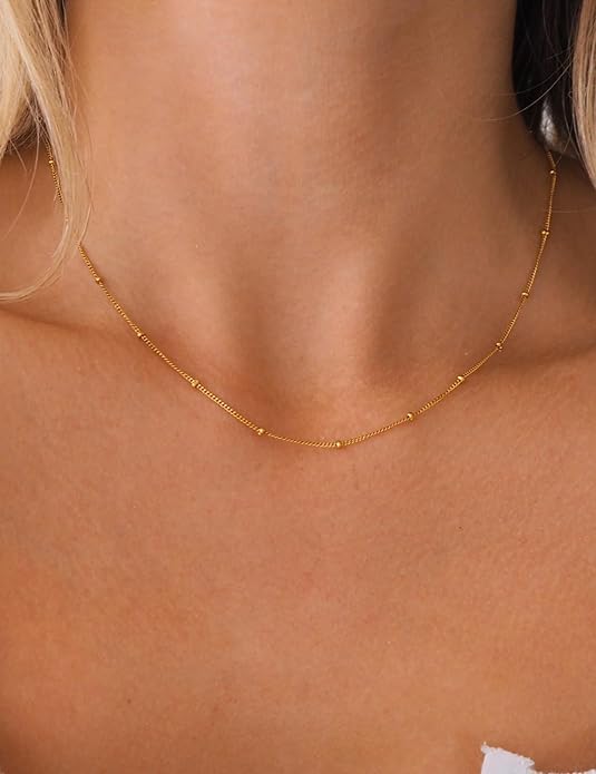 AILPIWE Layered Gold Necklaces for Women, 18K Gold Plated Dainty Paperclip Box Cuban Satellite Chain Necklace Set, Simple Gold Necklace Stack for Women