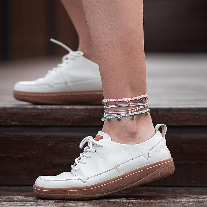 FANCY SHINY String Ankle Bracelets Waterproof Rope Anklets Braided Beach Boho Coin Anklets Cute Friendship Foot Jewelry for Women